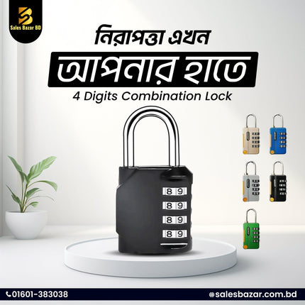 Combination Mini Size Padlock, 4 Digits, Waterproof Outdoor Heavy Duty