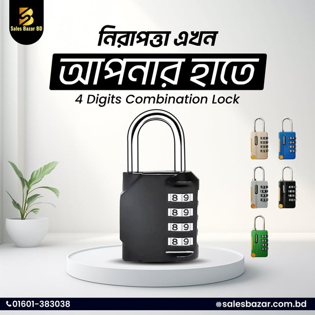 Combination Mini Size Padlock, 4 Digits, Waterproof Outdoor Heavy Duty