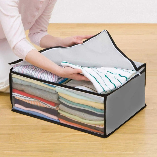 Cloth Storage Bags with Clear Window – Shirt & Pant Organizer Set for Wardrobe-3-Piece