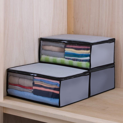 Cloth Storage Bags with Clear Window – Shirt & Pant Organizer Set for Wardrobe-3-Piece
