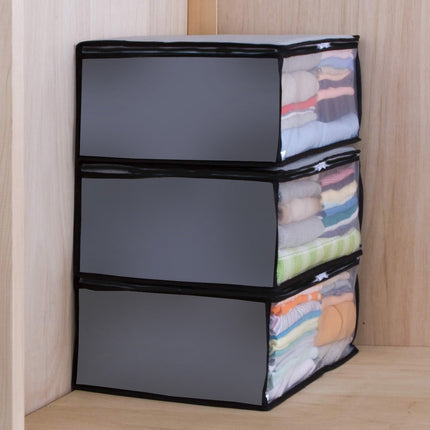 Cloth Storage Bags with Clear Window – Shirt & Pant Organizer Set for Wardrobe-3-Piece