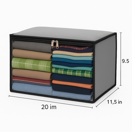 Cloth Storage Bags with Clear Window – Shirt & Pant Organizer Set for Wardrobe-3-Piece